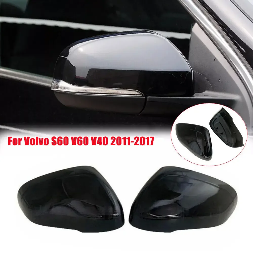 

For Volvo S60 T5 T6 S80 V60 Car Replacement Rearview Side Mirror Cover Wing Cap Exterior Door Rear View Case Trim Black Auto ABS