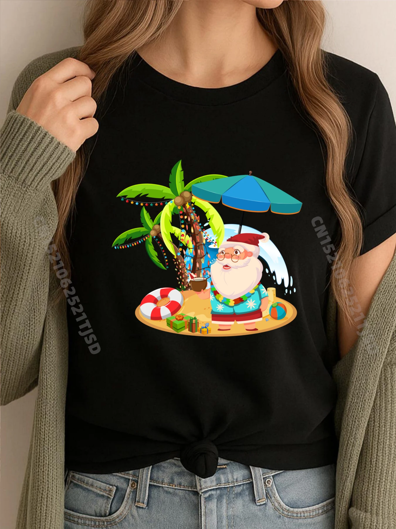 

Украшенная рождественская пальма, тропические рождественские кокосовые огни, мужские футболки с рисунком, мужская одежда, женская футболка большого размера