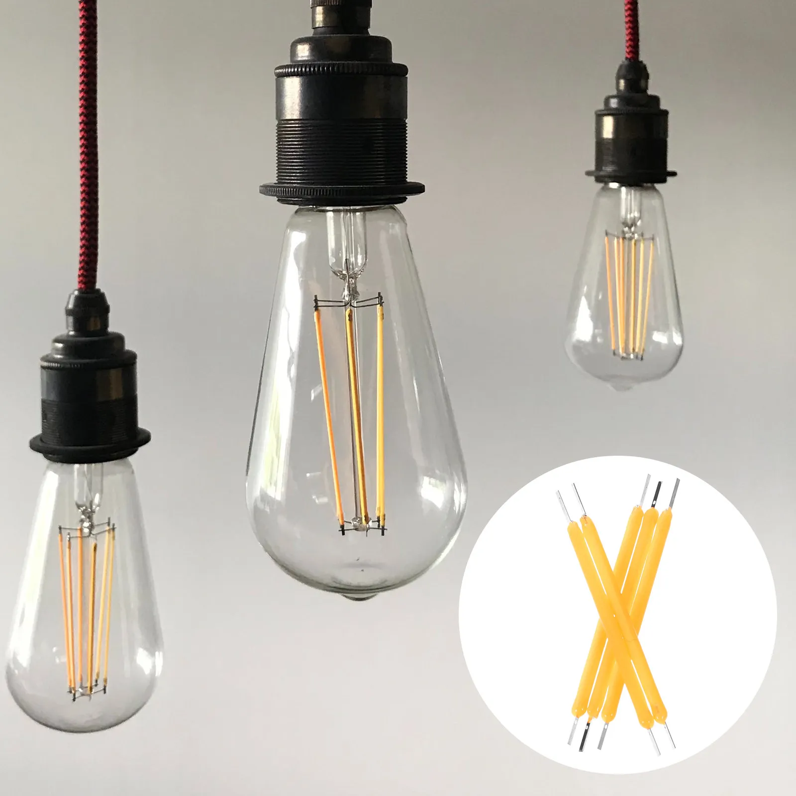 

100 шт. светодиодных филаментных ламп 38 мм, 2700K, теплый свет, жесткий тип, для создания уютной атмосферы, для ретро-ламп