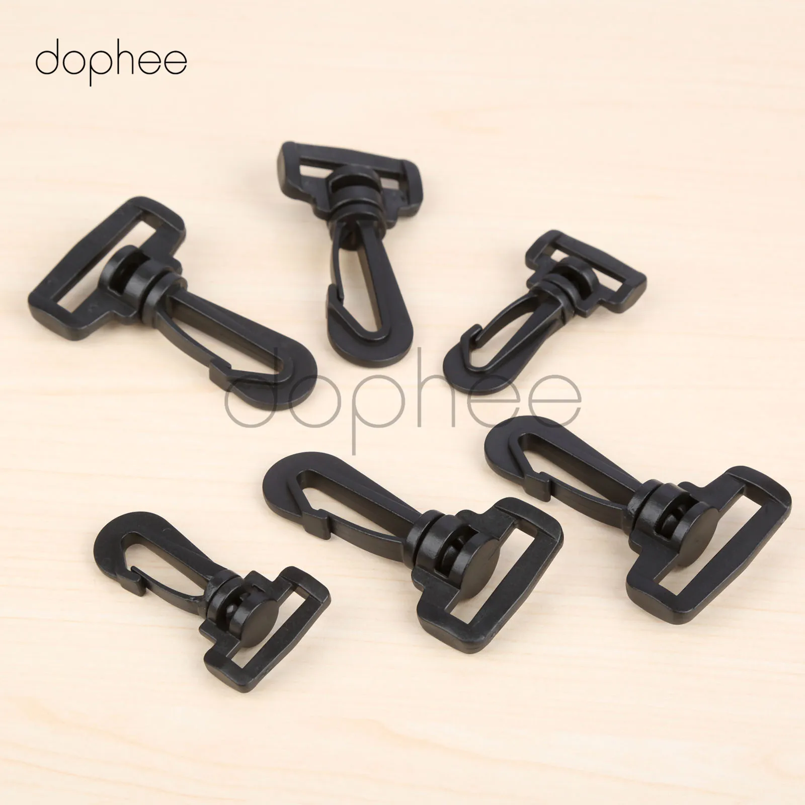 dophee 10pcs Plastic Swivel Snap Hook For Weave Paracord Lanyard Buckles Backpack Straps Webbing 20mm 25mm 32mm Black