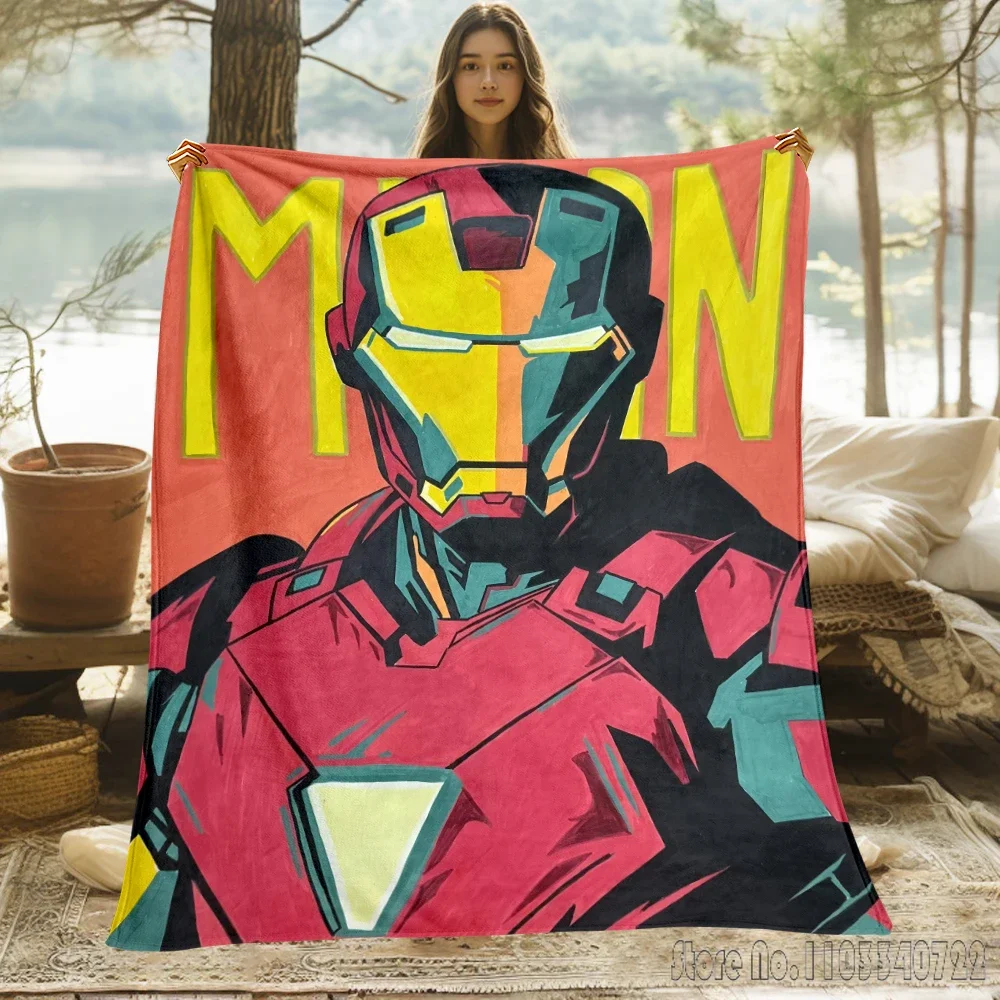 Anime Avengers Marvell Iron Man Art Blanket.Seasonal Blankets Used for Sofas Beds Living Rooms Travel Picnics Blankets Gifts