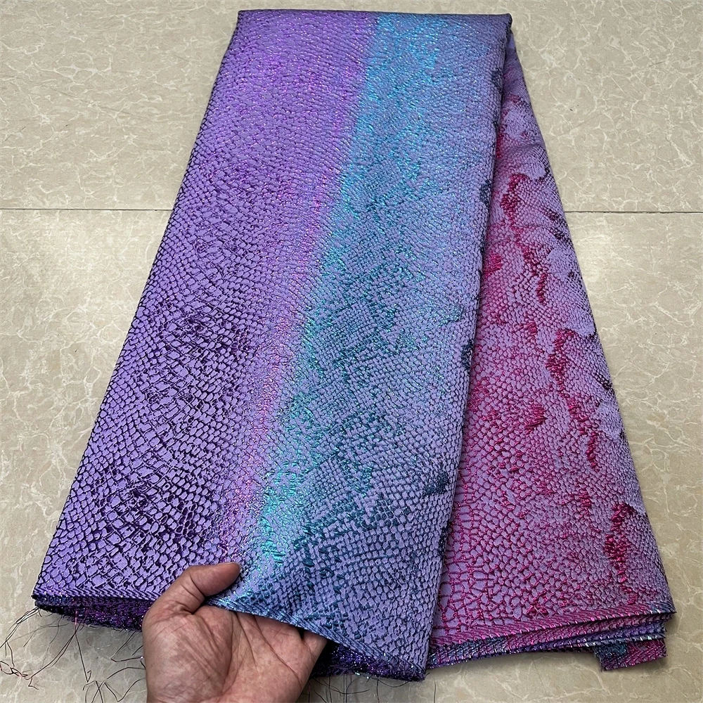 2024 High Quality African Nigerian For Sewing Tulle Lace Fabric Organza Embroidery Party Dress Damask  Jacquard 5Yard HD085