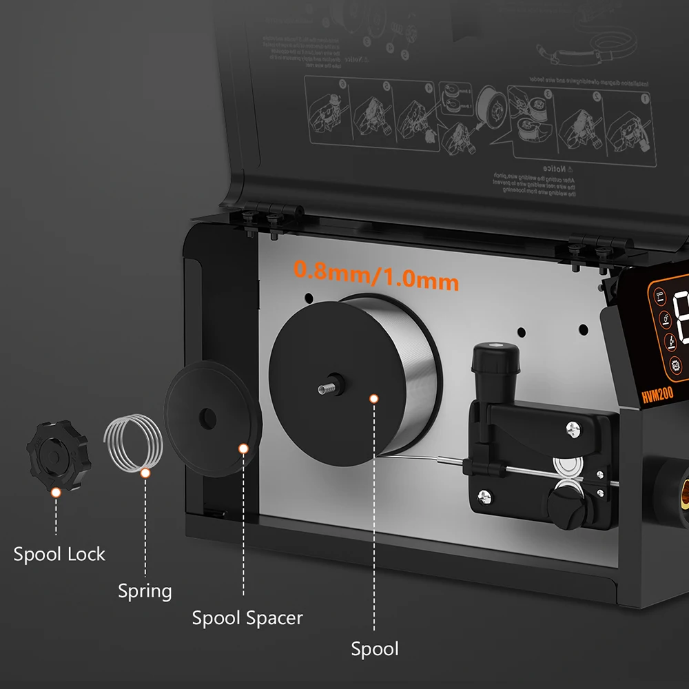 Imagem -04 - Hzxvogen-não Gás Semi-automática Máquina de Solda Mig em Soldador Sinergia Ferramenta Gasless Ferro de Solda Mma Mig Lift Tig Inverter Soldador