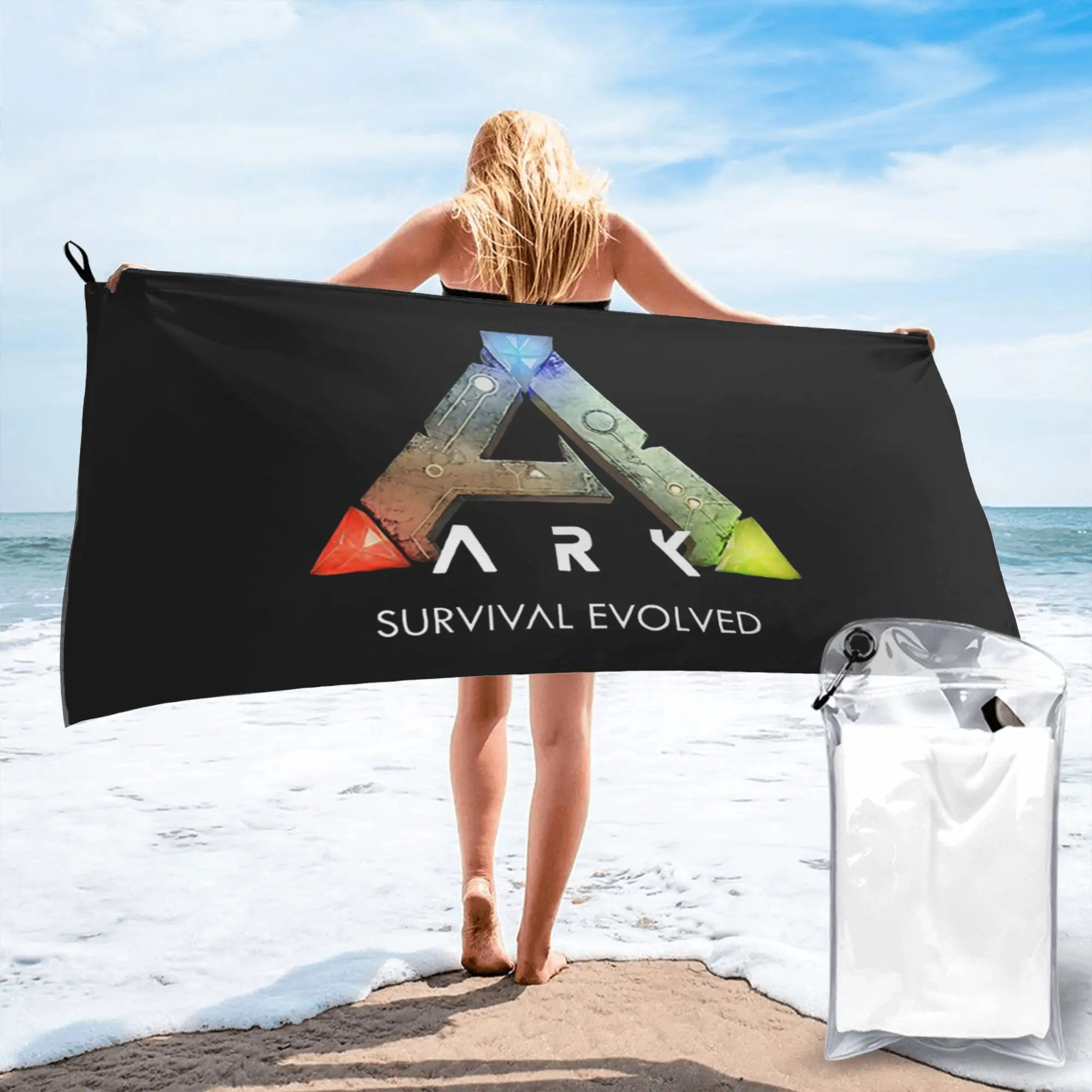 Ark Survival Evolved – serviette de plage noire en microfibre douce, absorbante et à séchage rapide, pour le yoga
