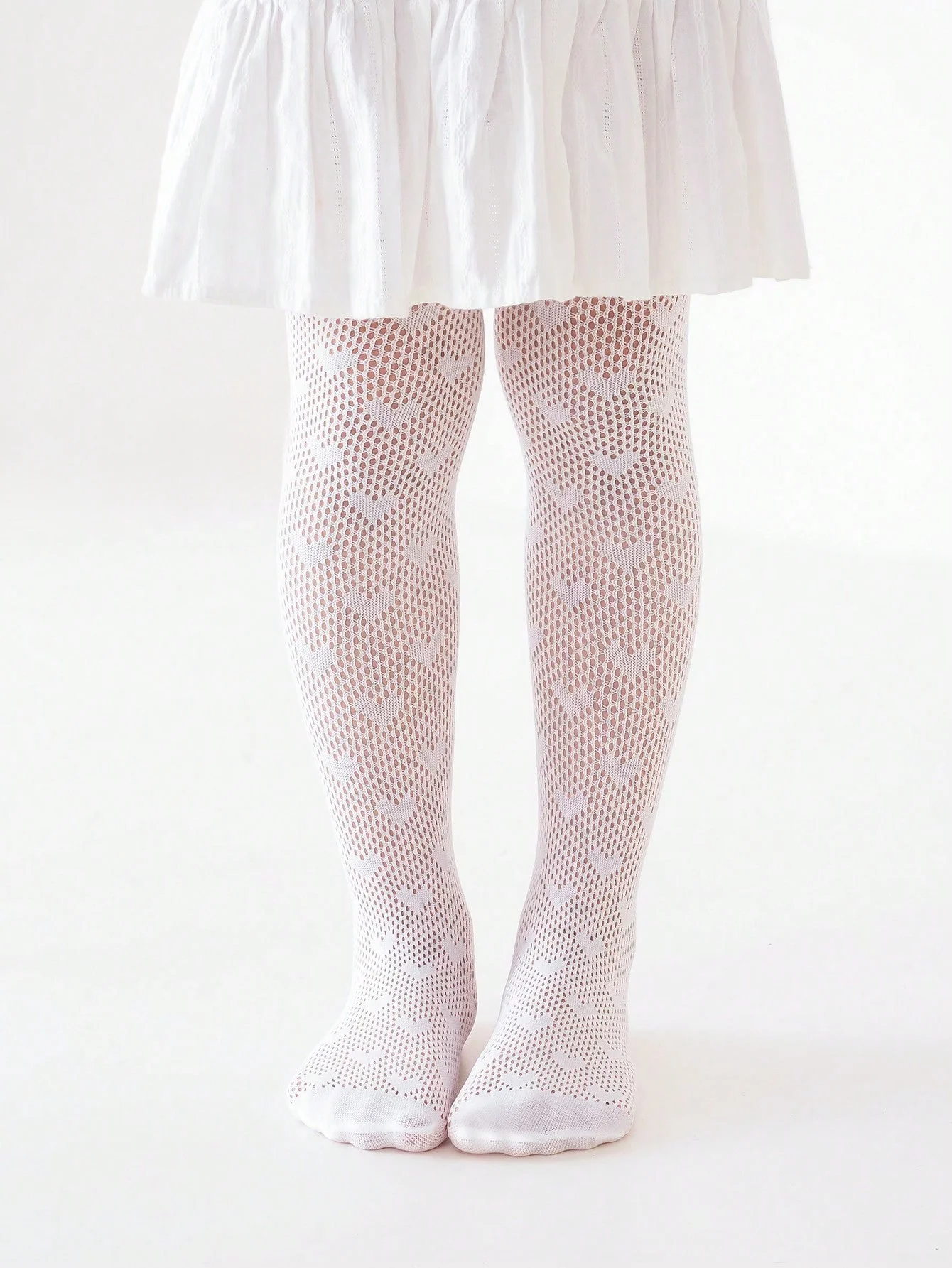 2 Pairs of Girls' Heart-Patterned Mesh Pantyhoses,Soft and Breathable Kids Party Lolita Stockings Elastic Childrens Dance Tights view 4