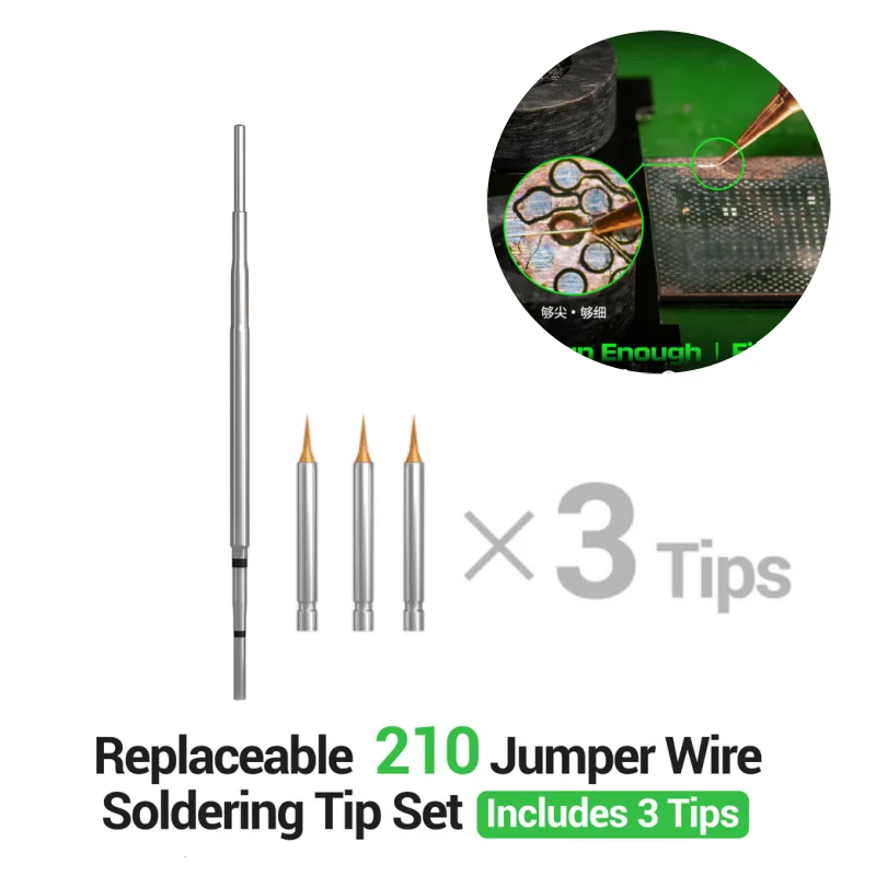 2UUL FD35 Ultra Fine C210 Soldering Iron Tip Jumper Wire With 3PCS Pure Copper Tip Rapid Heat-Up for Mainboard PCB Screen Jumper