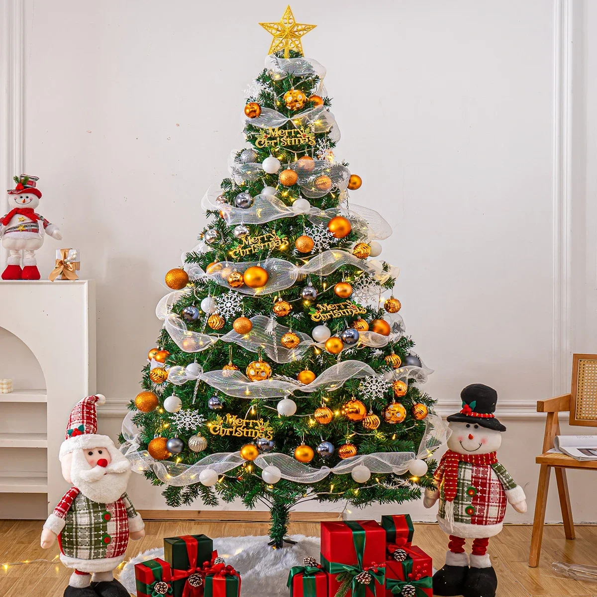 

TTT Christmas tree white mesh luminous ball light encryption package 1.5/2/3 meters household green boutique decoration ornam