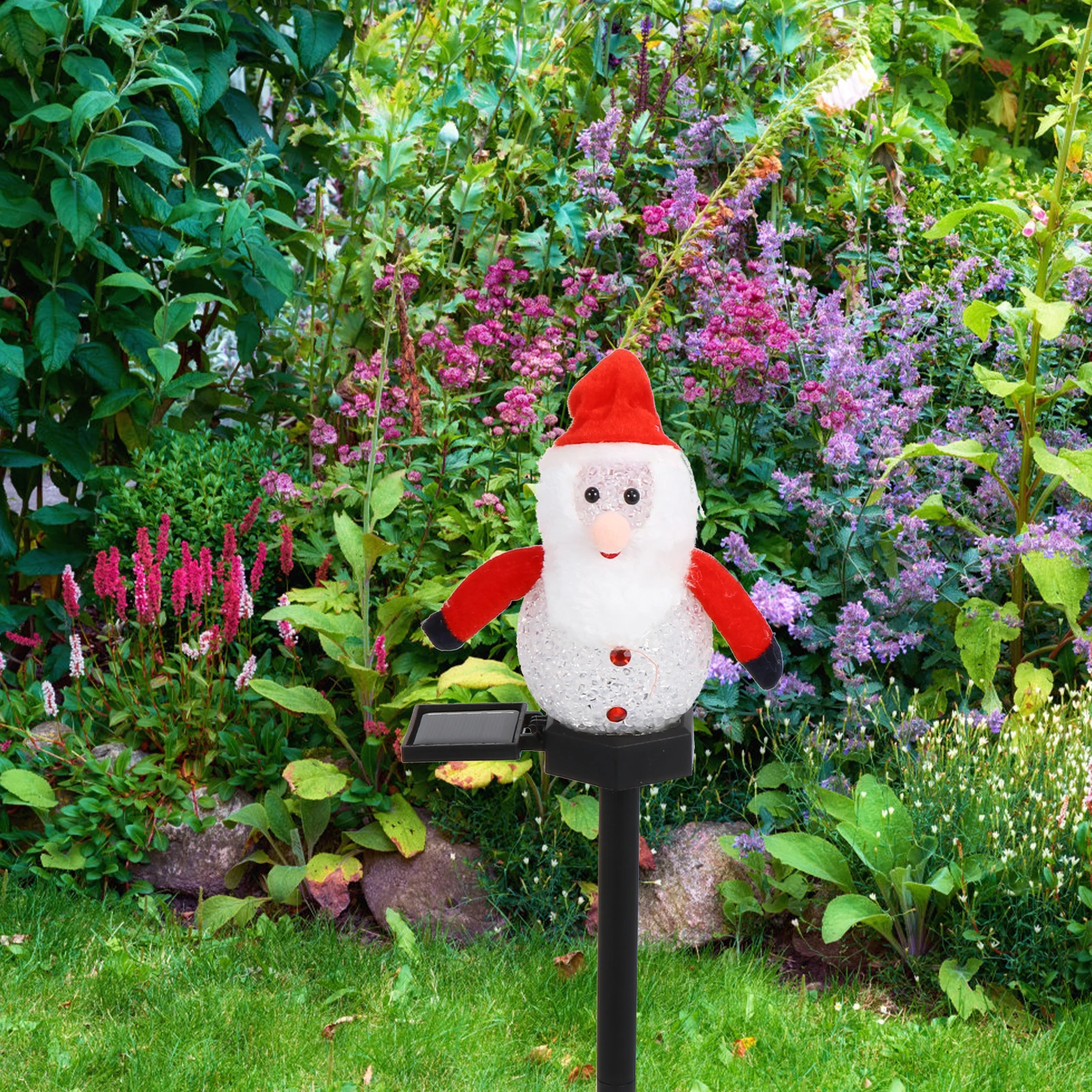 

Solar Christmas Lights Santa Claus Shape EVA Material Warm Tone for Lawn Garden Outdoor Decor