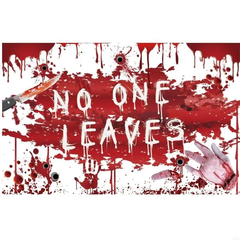 B95F Tiệc Theo Chủ Đề Halloween Phông Nền Đỏ Handprint Vải Nền Cho Tiệc Tiếp Liệu Hình Nền 70x43inch