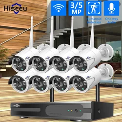 Hiseeu 3/5/8MP WIFI Security Camera Kit Night Vision One-way Audio P2P 10CH NVR Bullet Camera Wireless CCTV Surveillance System