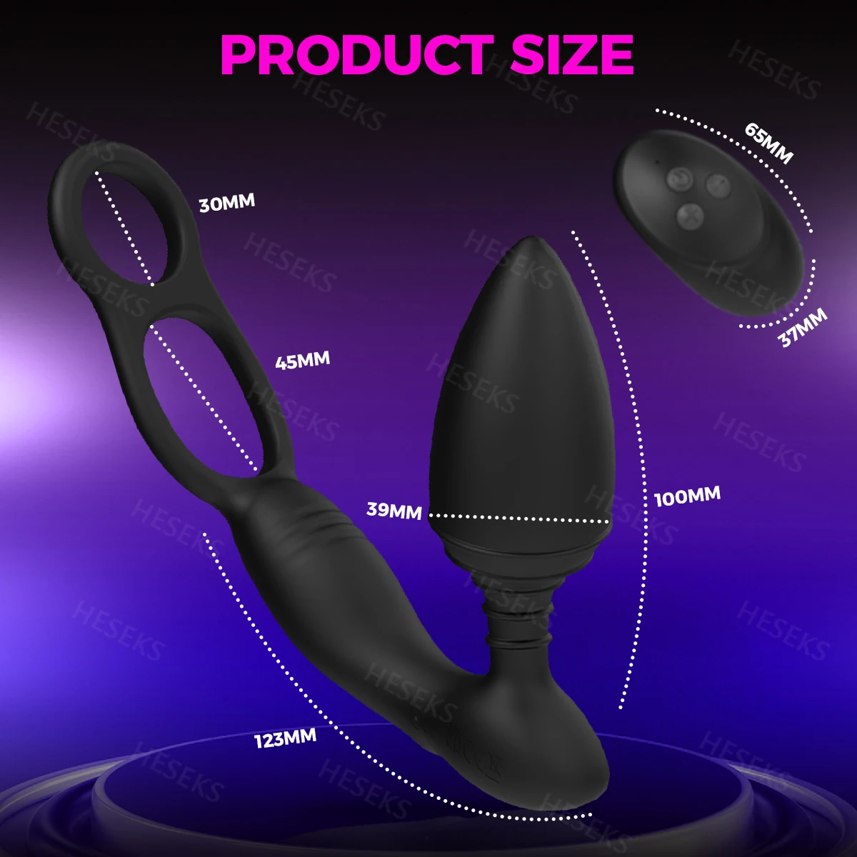 HESEKS Remote Control 360° Rotation Anal Butt Plug Vibrator Male Prostate Massager Delay Ejaculation Penis Rings Sex Toy For Men