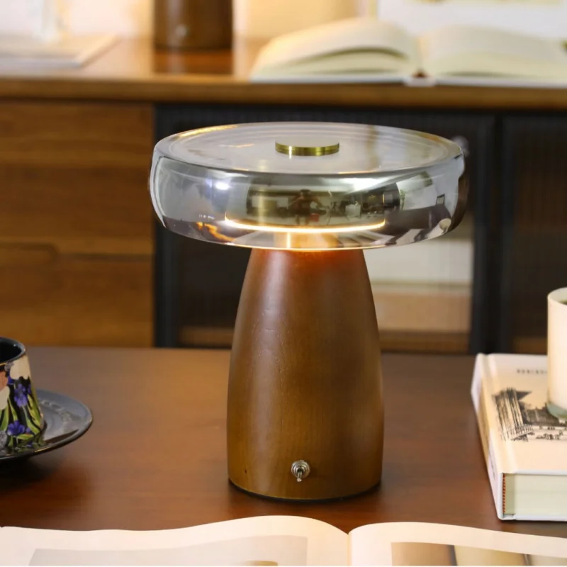 Mid-century Wooden Desk Lamp with Luxurious and High-end Desktop Design, Suitable for Bedroom Bedside Table As a Night Light.