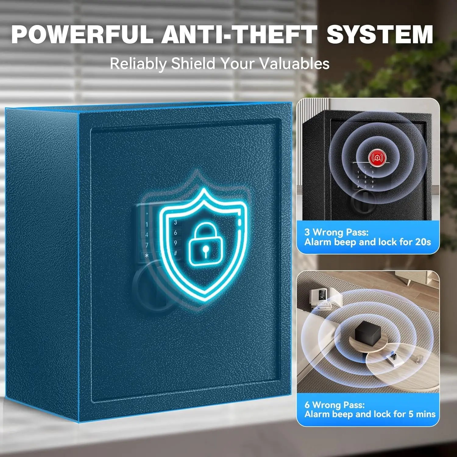 2.2 Cu Ft Safe Box For Home Documents -Steel Electronic Digital Safety Box for Office Money Jewelry Valuables, Personal Security