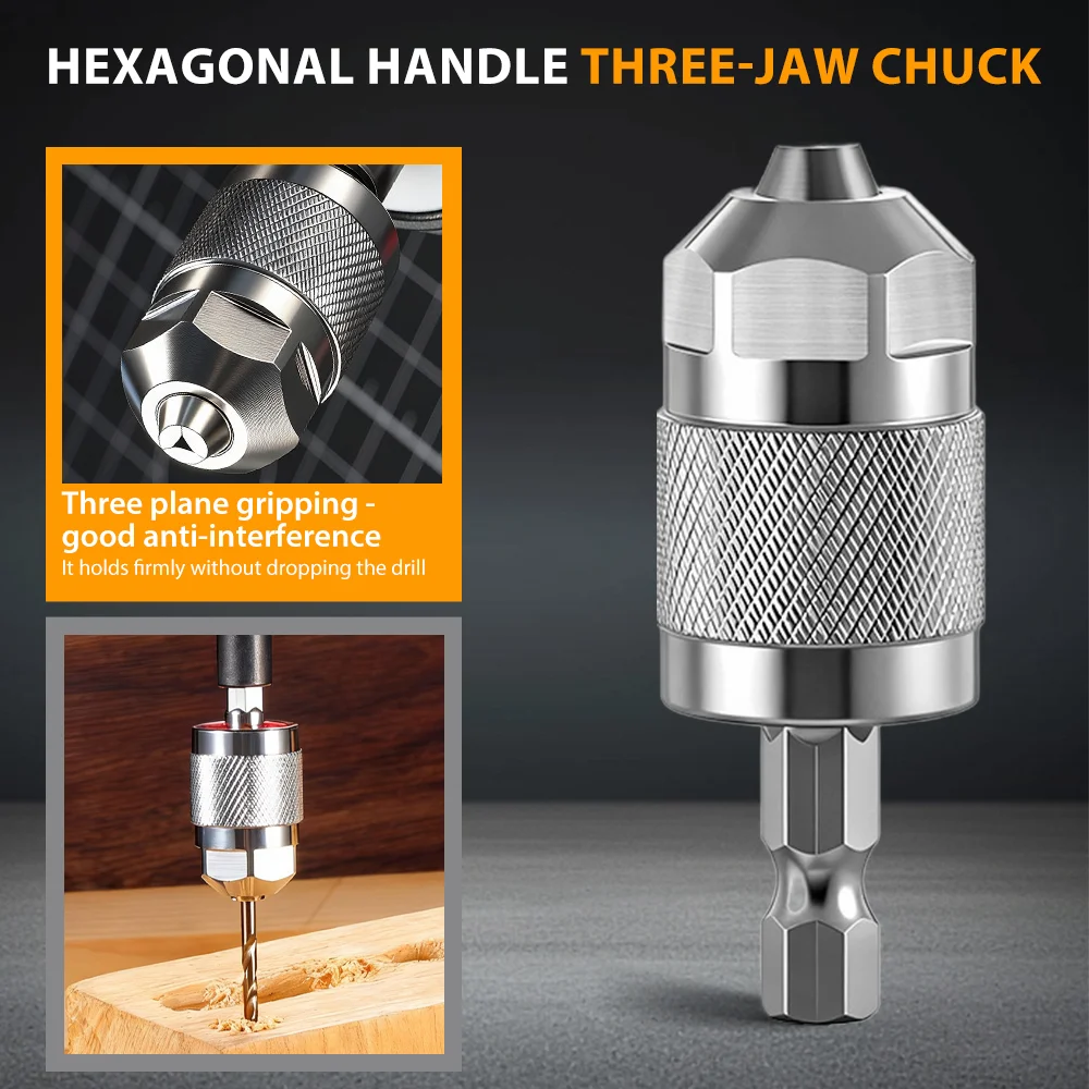 

Quick-Change Hexagonal Handle Self-Tightening Mini Three-Jaw Chuck 1.5-6.5mm Boost Your Tool's Performance