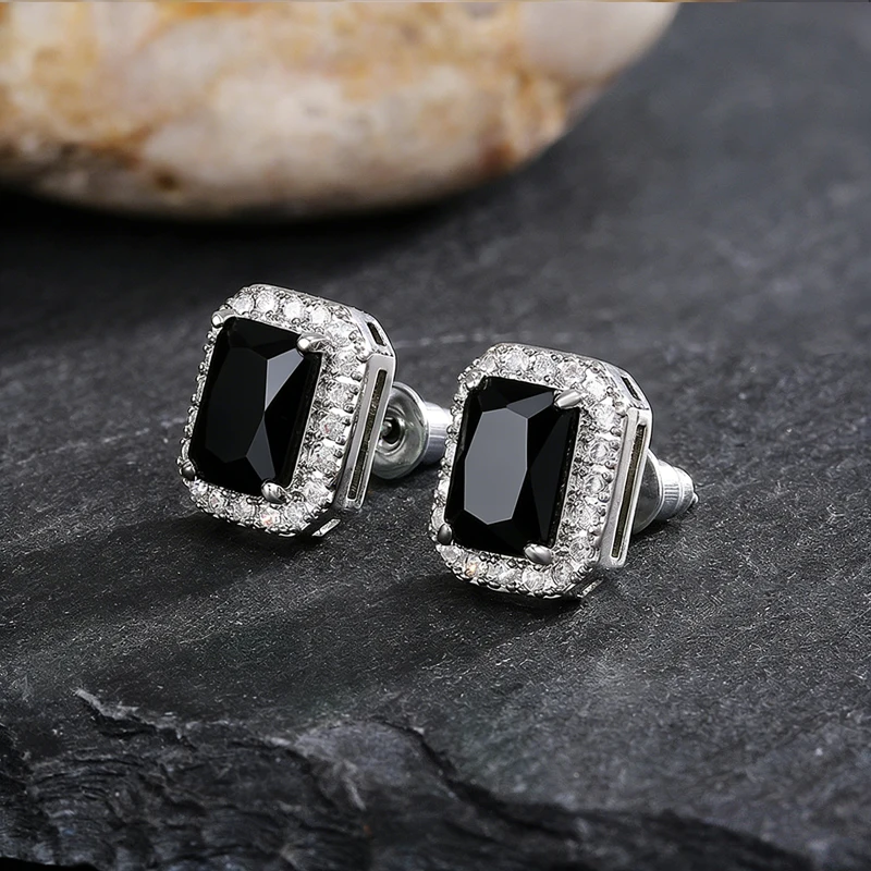 Huitan Ohrstecker mit rechteckigem/quadratischem grünem kubischem Zirkon für Damen, elegante Party-Accessoires, Jahrestagsgeschenk, zeitlose Damen-Ohrringe – Detail 28