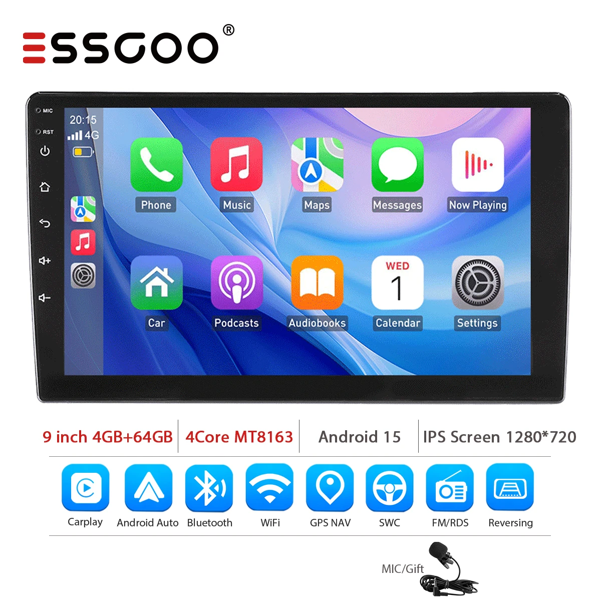 ESSGOO 7 9 10 inch Universele CarPlay Android Auto Autoradio voor VW Fiat Renault Nissan Hyundai GPS Multimedia Autoradio Stereo