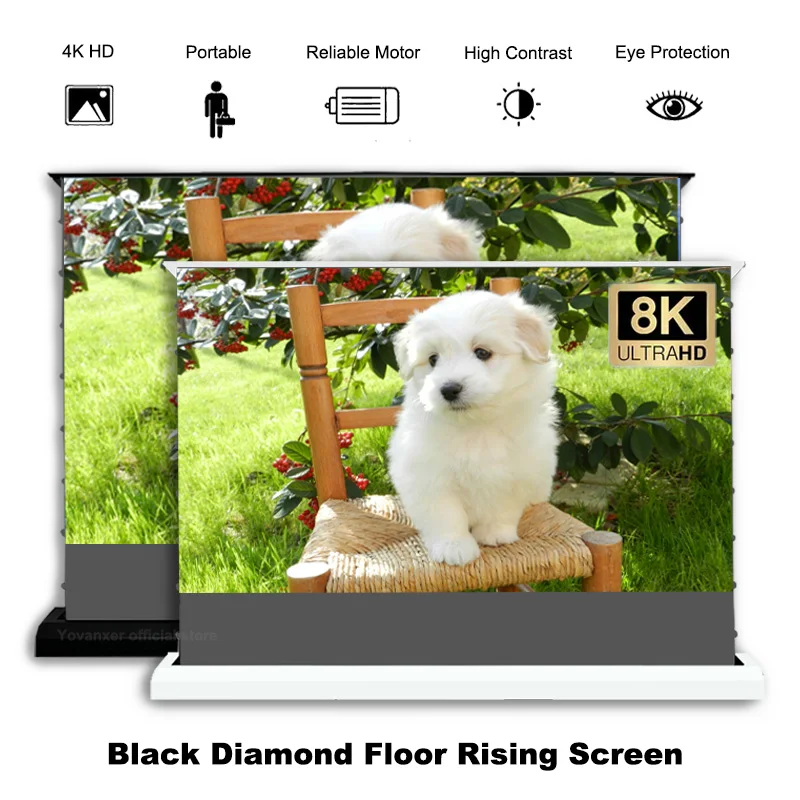 72 Inch ALR Black Diamond Projector Screen Ambient Light Rejecting Fixed Frame 1CM Ultra Narrow Bezel  4K HD Projection Curtain