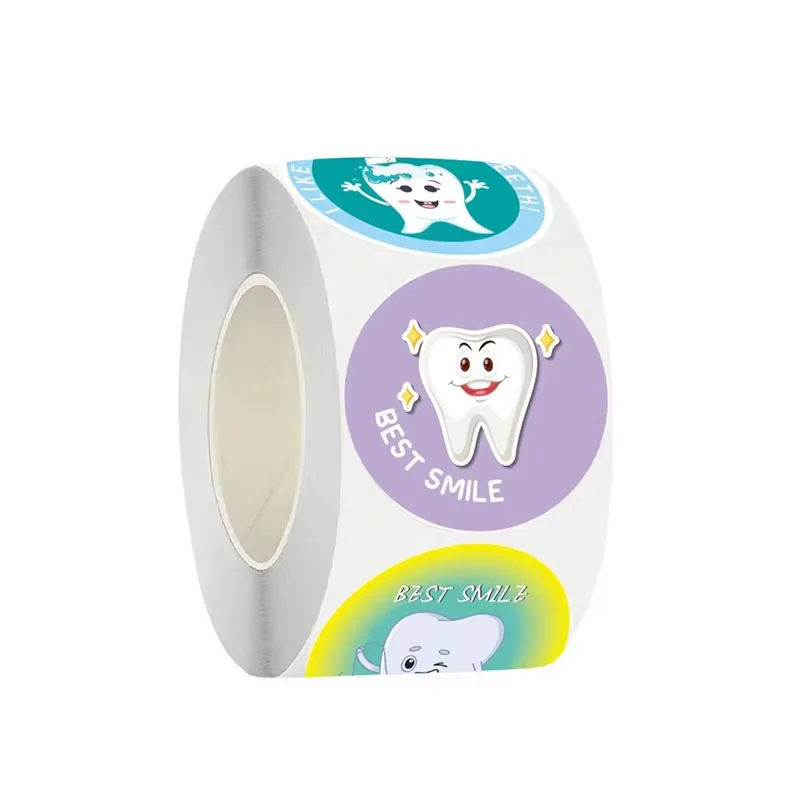 500pcs /roll Cute Teeth Stickers Tooth Shaped Stickers Cartoon Dental Children's Gifts Laptop Scrapbook Decoration Stickers