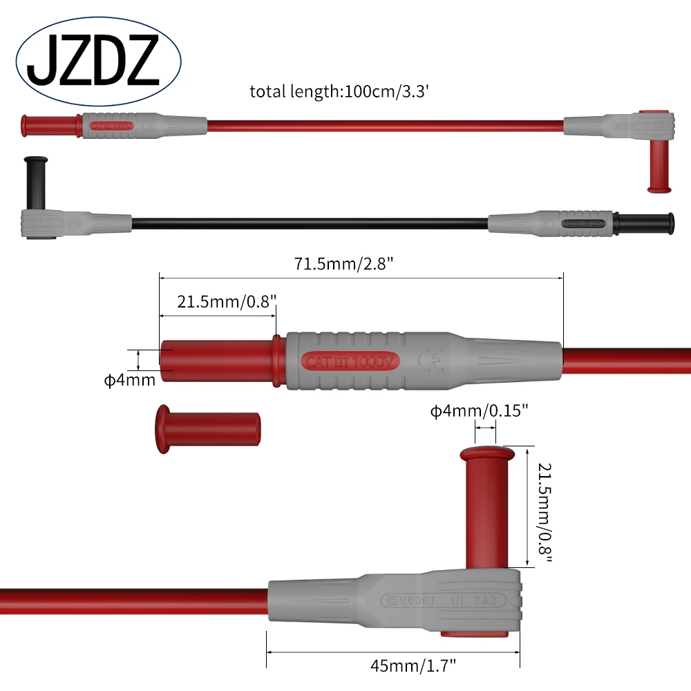 JZDZ Multimeter Test Leads Kit Digital Electrical Test Probes Set with Alligator Clips Wire-Piercing Back Probe Pin