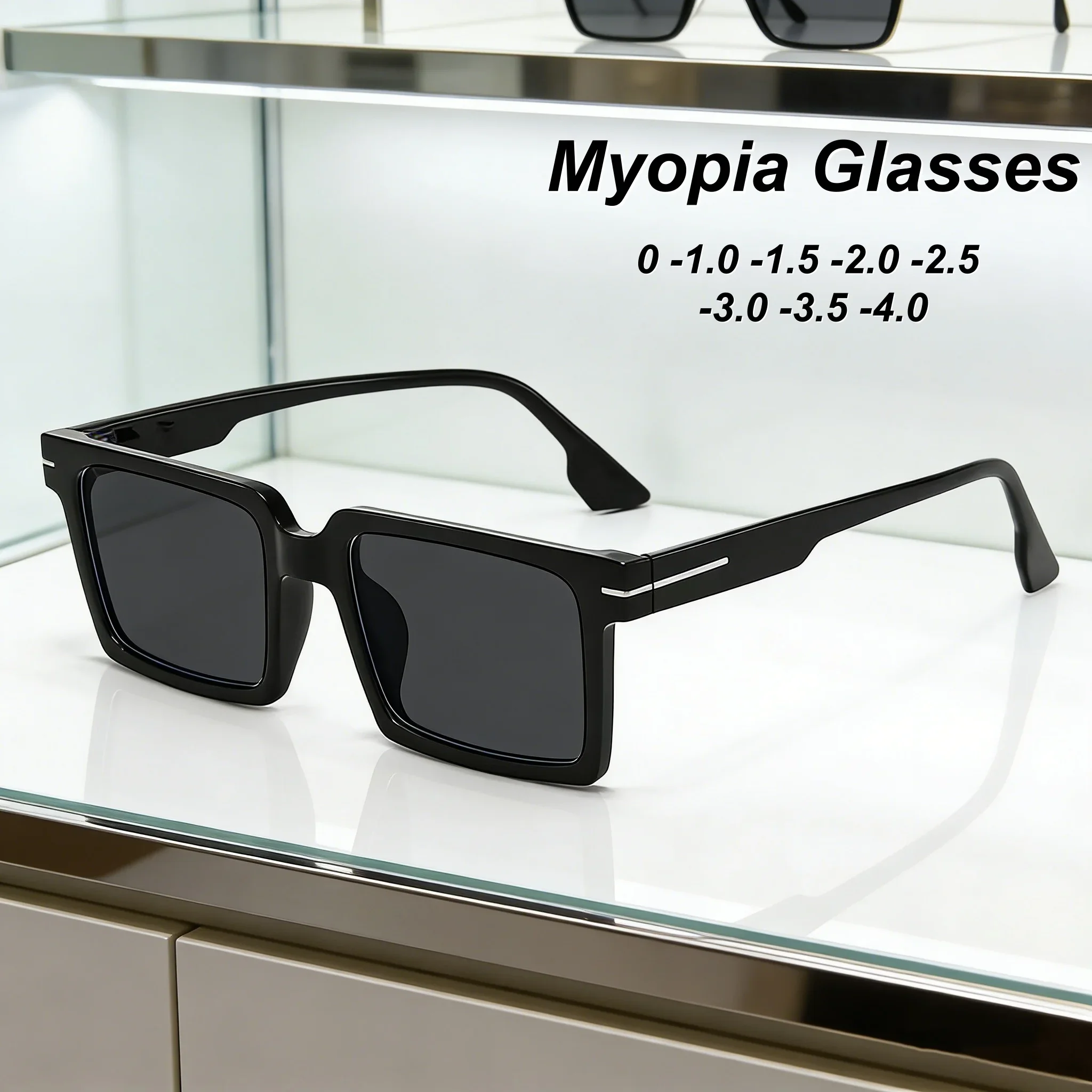 

2026 New Fashionable Personalized HD Square Frame Men's Myopia Glasses Outdoor Neutral High Quality Grey Lens Sunscreen Glasses