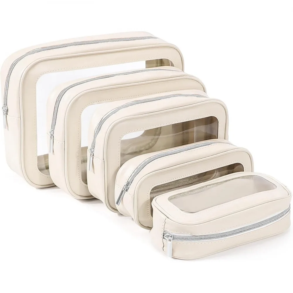 Transparent PVC windowed makeup bag, portable travel toiletry storage bag, waterproof visible cosmetic storage bag, available in