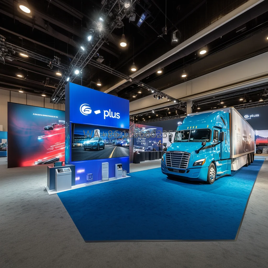 Custom Trade Show Booths Car Expo Display Modular Backlit Exhibition Booth Design for Heavy Duty Aftermarket Week