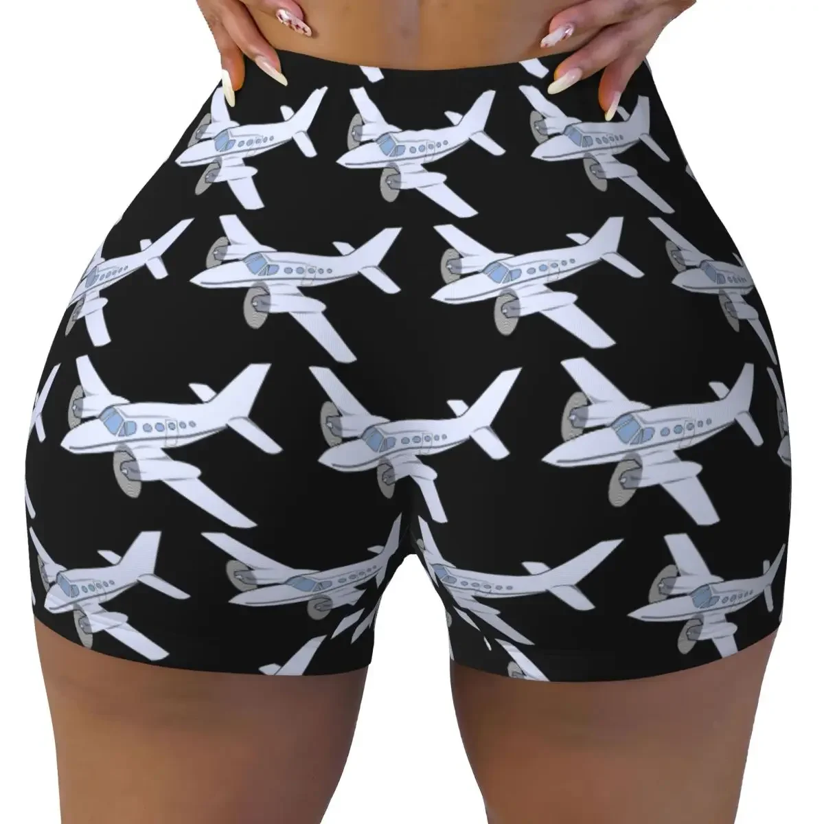Custom Beechcraft King Air C90 Aviation Majesty Yoga Shorts Women Gym Workout Running Athletic Volleyball Biker Shorts