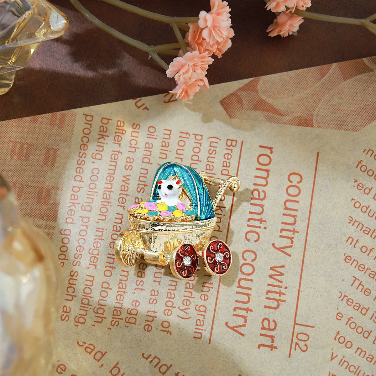 Cute Cartoon Drip Oil Stroller Bear Brooch Lady Treasure Mom Fashion Badge Dress Daily Jewelry Gifts