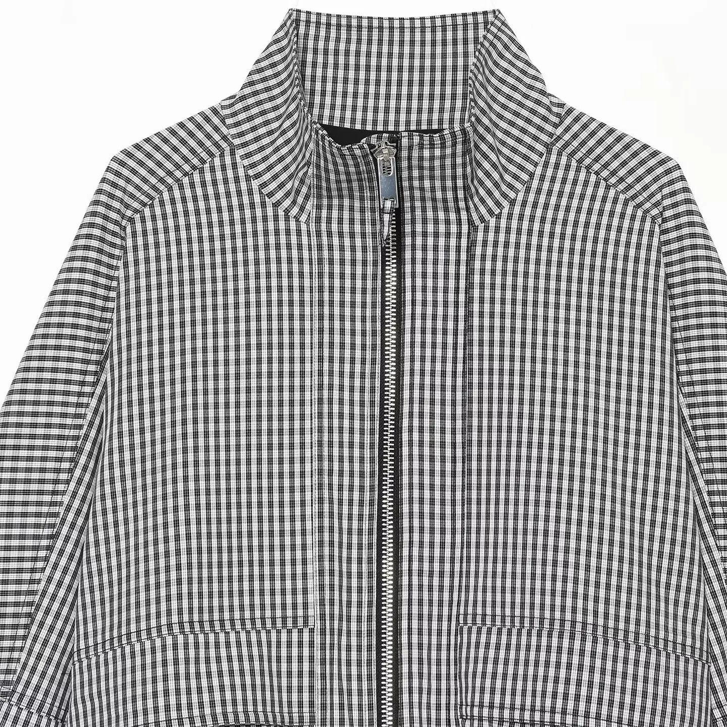 Loose Fit Fashionable Plaid Stand Collar Color Block Women's Outerwear Spring Summer New Arrival ZADATA Standard Size