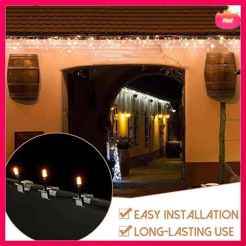 

ABYP 100 шт., рождественские гирлянды, крючки для желобов, оцинкованные праздничные огни, крючки для крыши, зажимы для рождественских светильников B