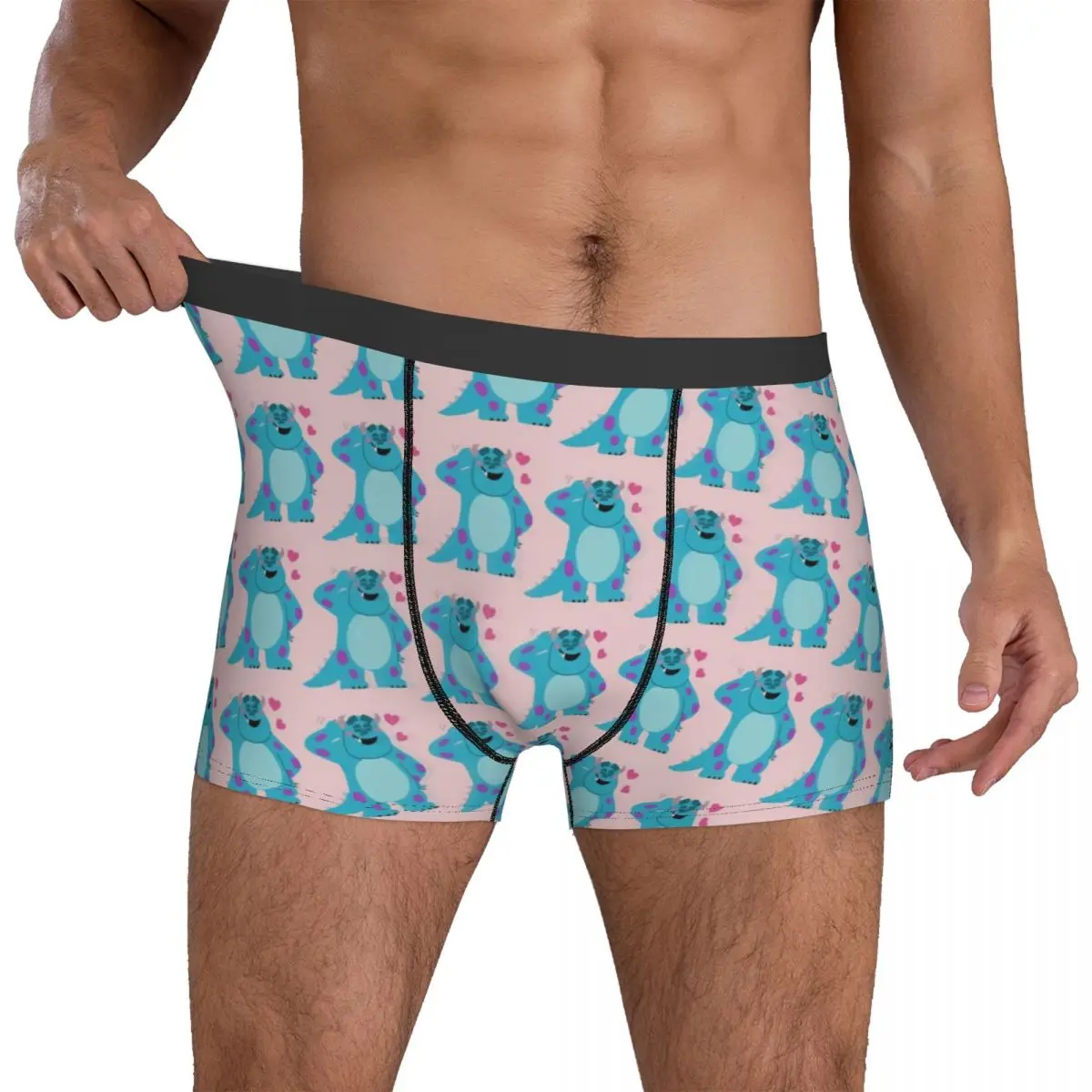 

Monsters Inc Sulley Heart Boxer Shorts 3D Pouch Underwear Hot Sale Customs Boxer Brief Elastic Male Underpants Big Size 2XL