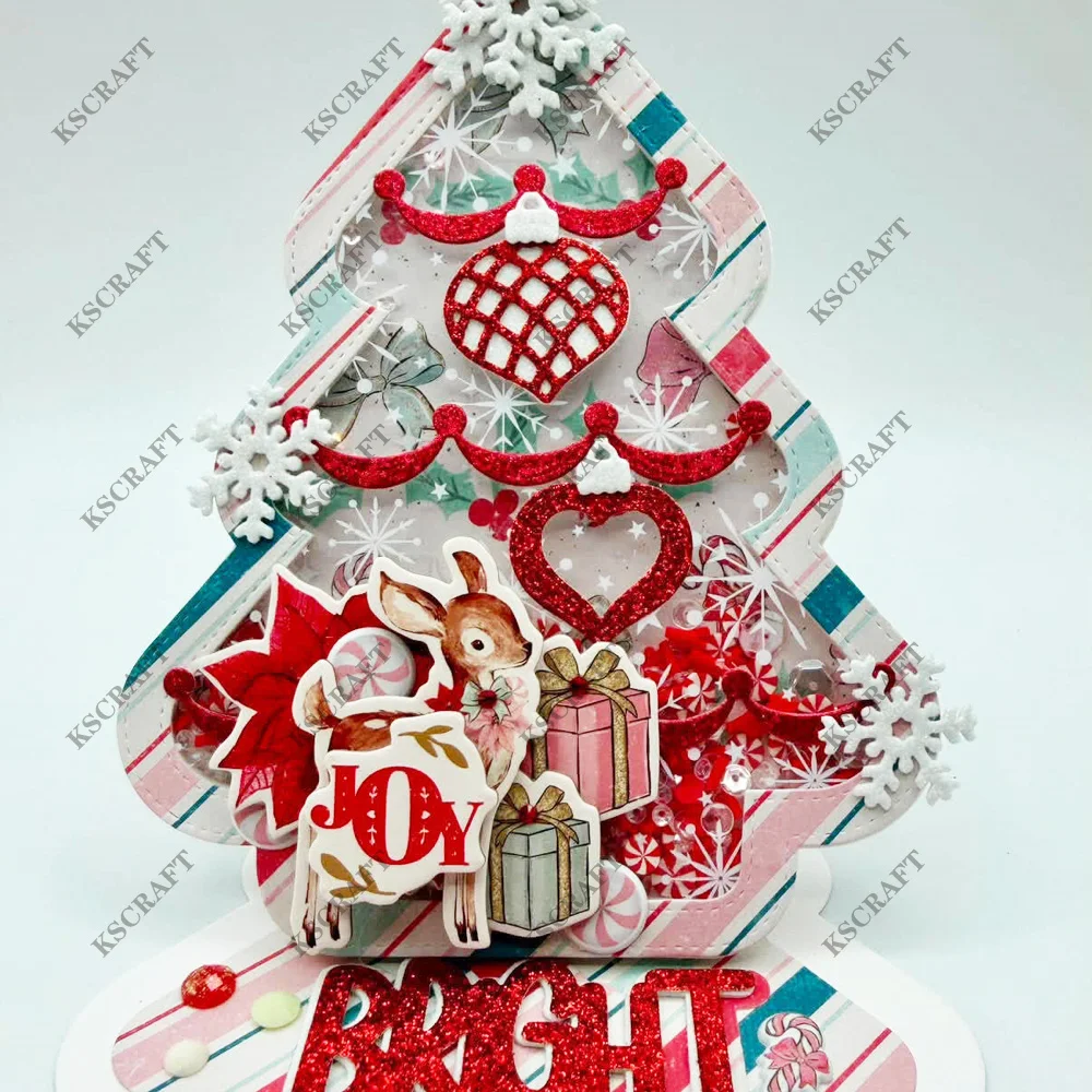 KSCRAFT Christmas Tree Shaker Mini Album Cutting Dies Stencils for DIY Scrapbooking Decorative Embossing DIY Paper Cards view 2