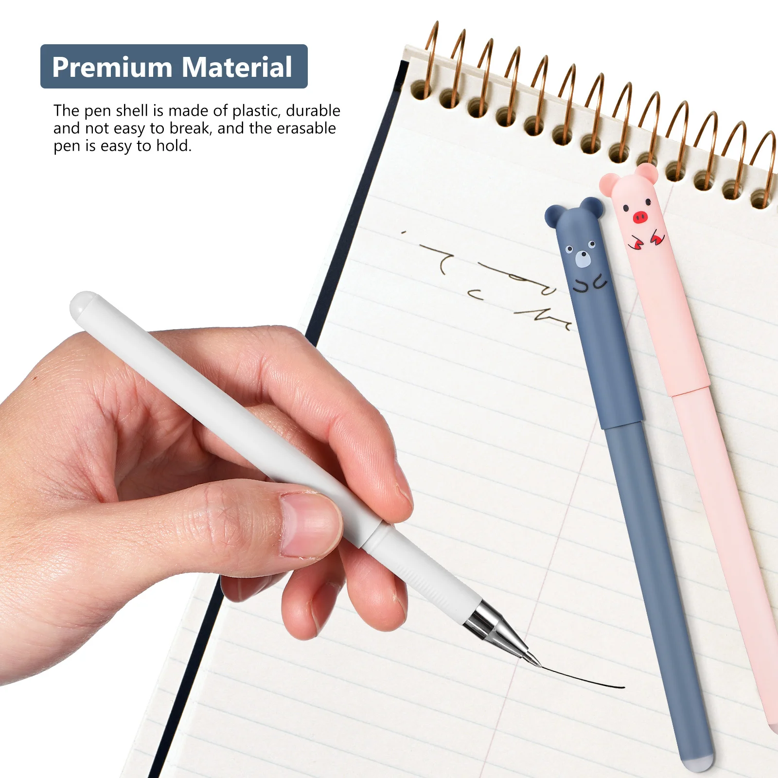 

8 шт. стираемая шариковая ручка с мультяшным животным дизайном, гладкие ручки для письма для студентов, школьные принадлежности