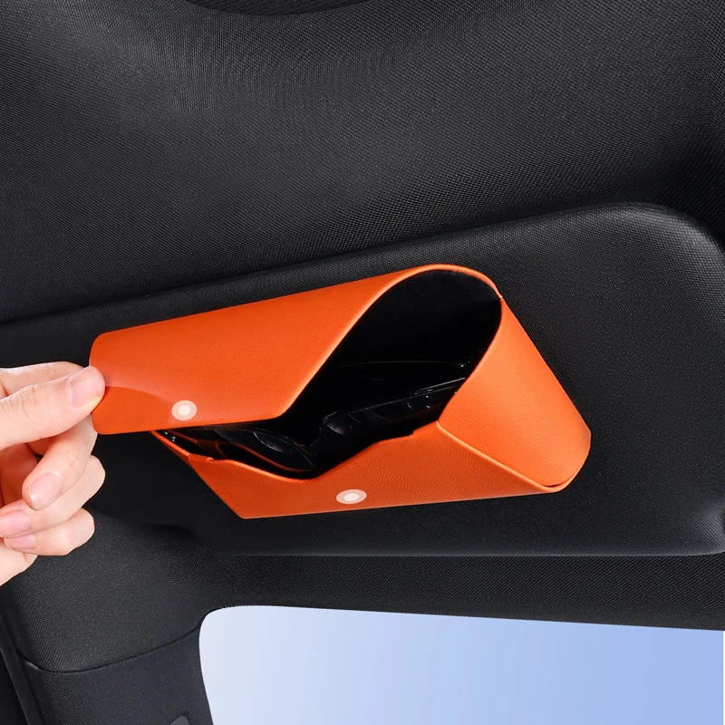 

1Pc Leather Magnetic Sunglasses Holder for Car Visor, Universal Eyeglass Case, Secure Auto Interior Storage Accessories