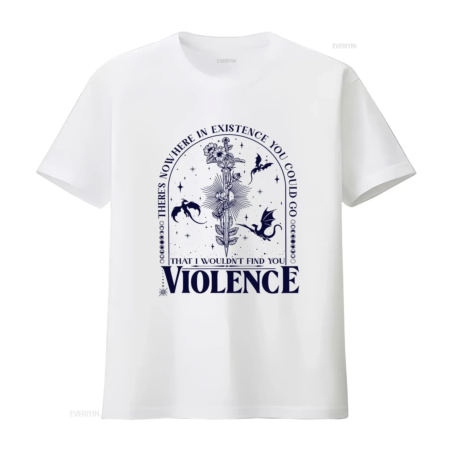 Nowhere in Existence Violence Retro Fantasy Book Dragon T Shirt  vintage Washed streetwear Stretched Stylish Slightly