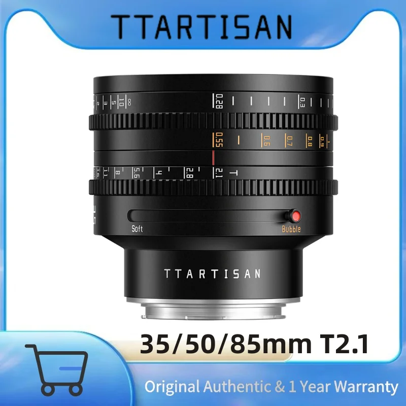 TTArtisan 35mm 50mm 85mm T2.1 Full Frame Cine Lens Wide Angle Dual Bokeh for Sony E Nikon Z Leica Canon Fuji Mirrorless Camera