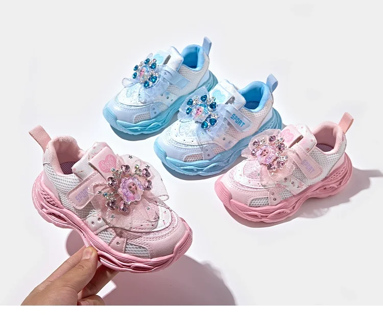 

Disney girls cartoon frozen cute Casual shoes with LED light soft sports shoes for gift EU size 23-35