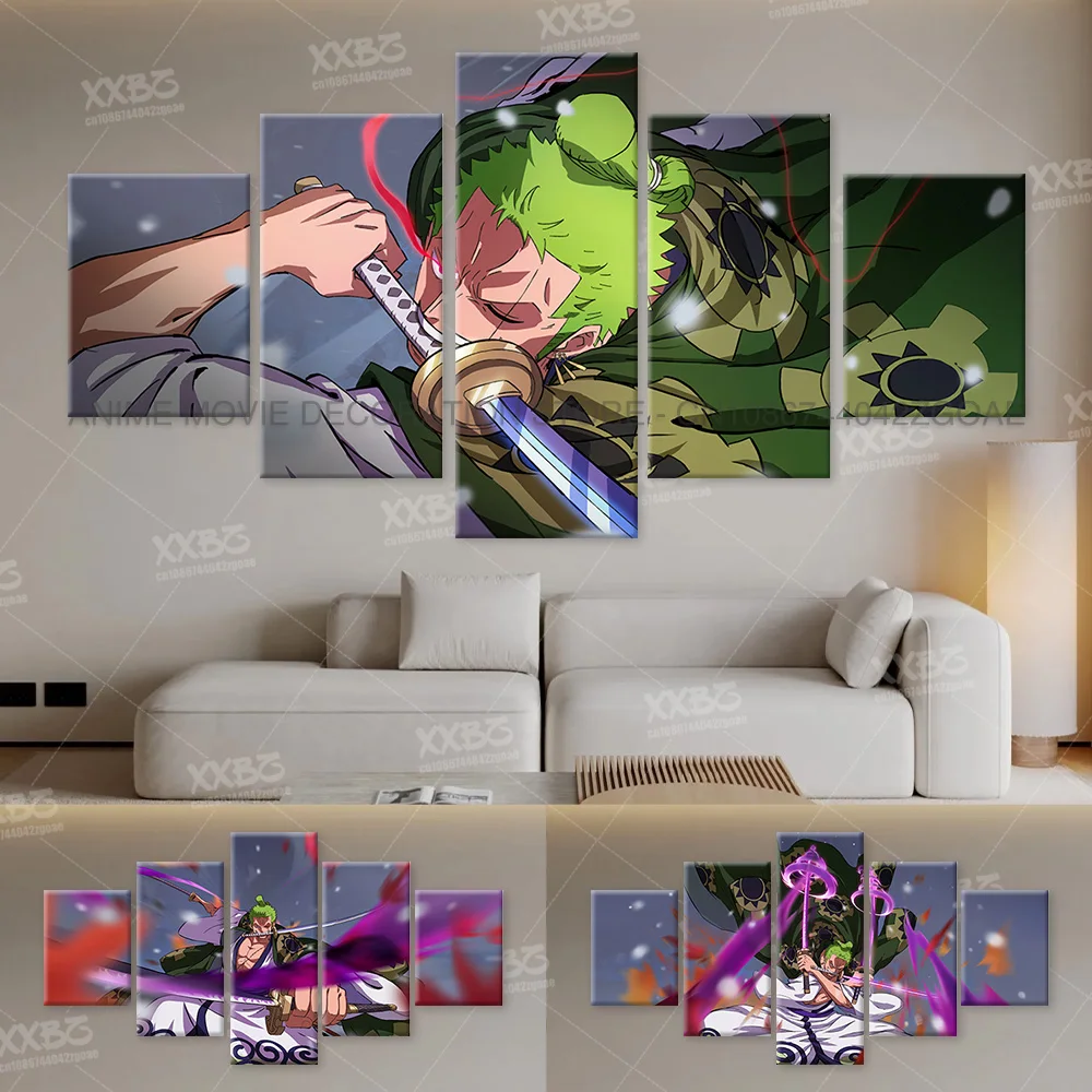 Pósteres de ONE PIECE para decoración del hogar, pintura de Anime sin marco, papel tapiz HD, Roronoa Zoro Enma, Wado Ichimonji, arte de pared, 5 piezas