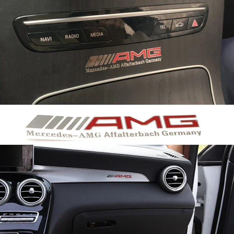 Alloy Interior Sticker for Mercedes Benz AMG W204 W212 W205 W211 W213 W210 W176 Car Dashboard Navigation Center Console Decal