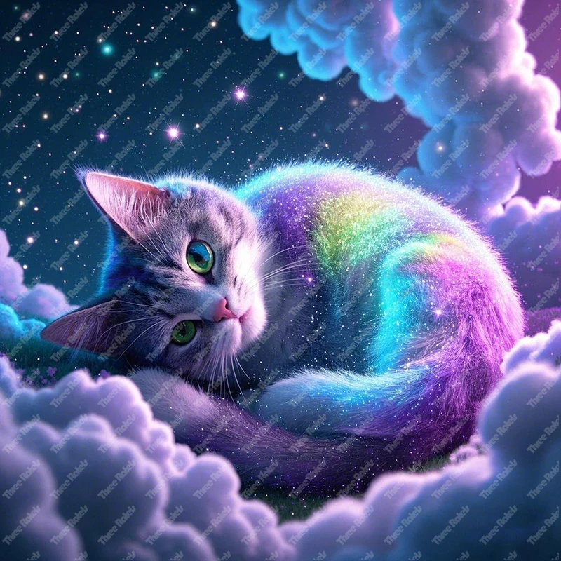 Three Ratels QHH192 lovely Starry Sky cat Wall Stickers for Home Decoration