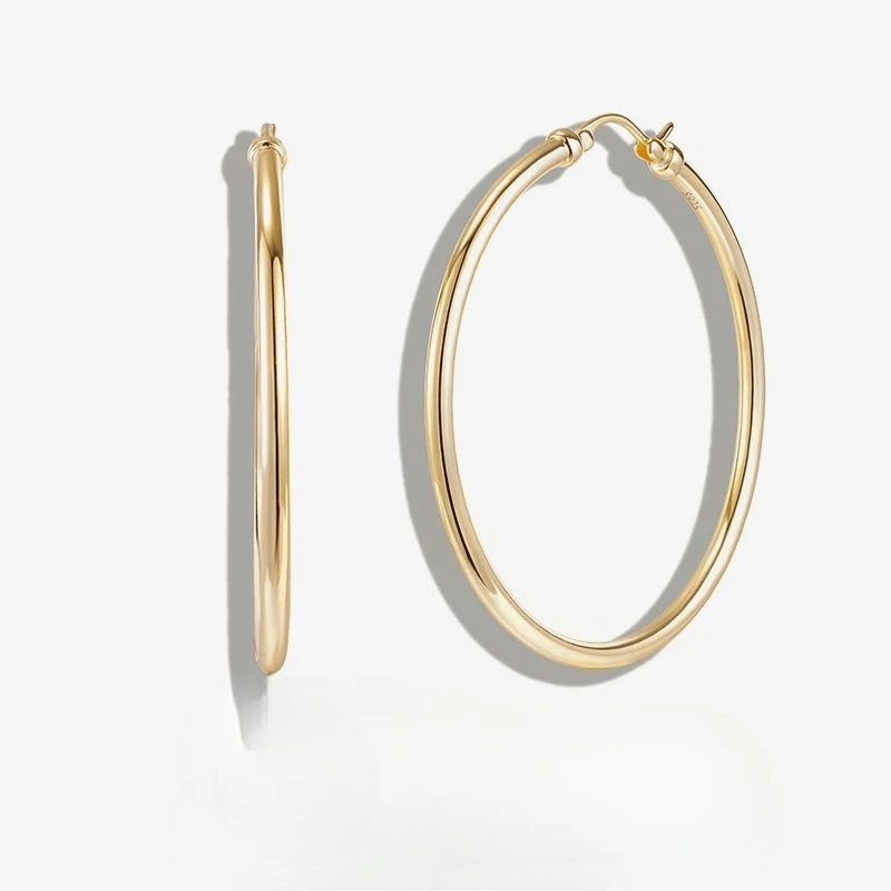 

New S925 Silver Circle Earrings for Women, Extremely Simple Style, Circular Ring Solid Ring Earrings, Wedding Jewelry