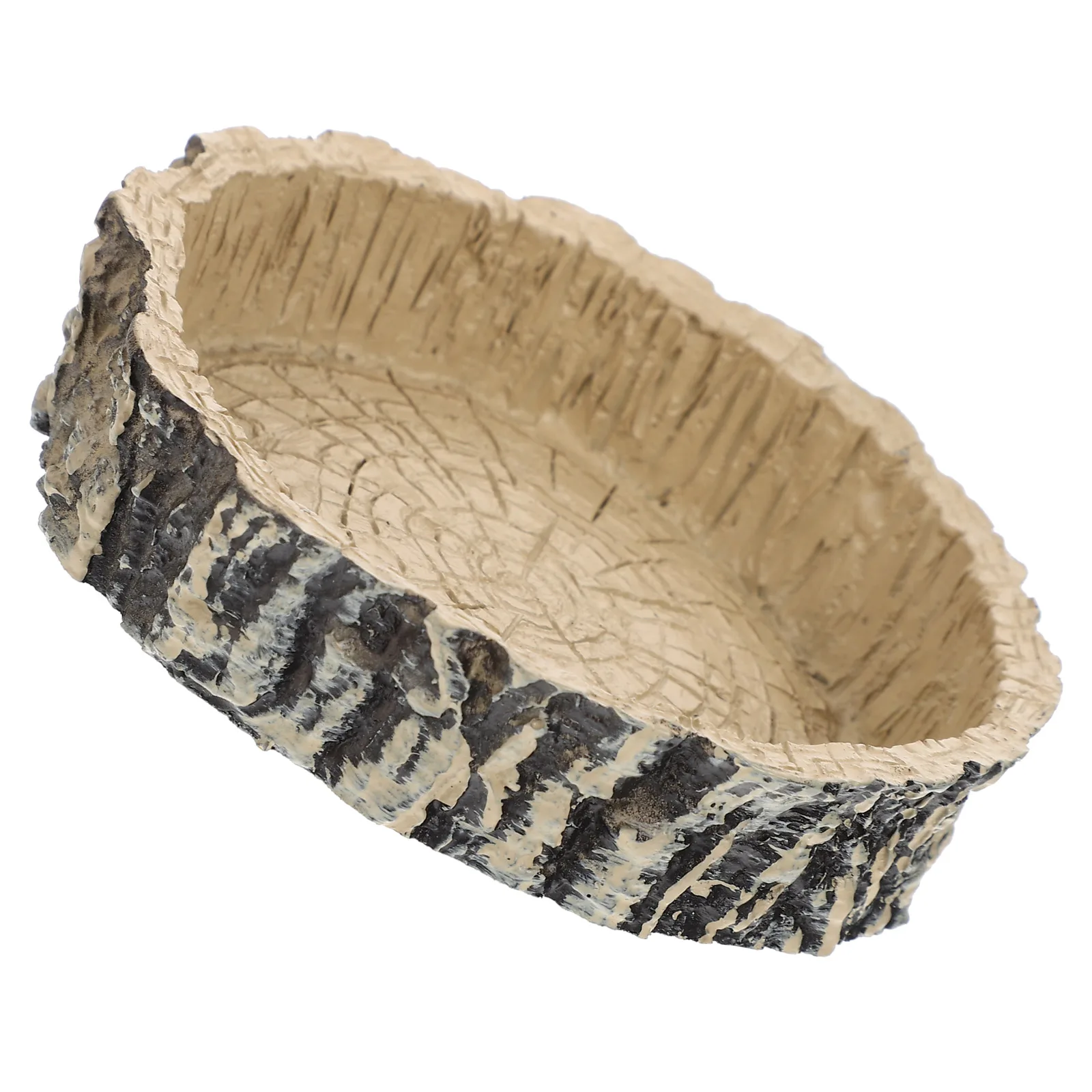 

Imitation Bark Food Pot Resin Pan Reptile Feeding Dish Lifelike Tortoise Accessories Pet Bowls Small Gecko Turtles