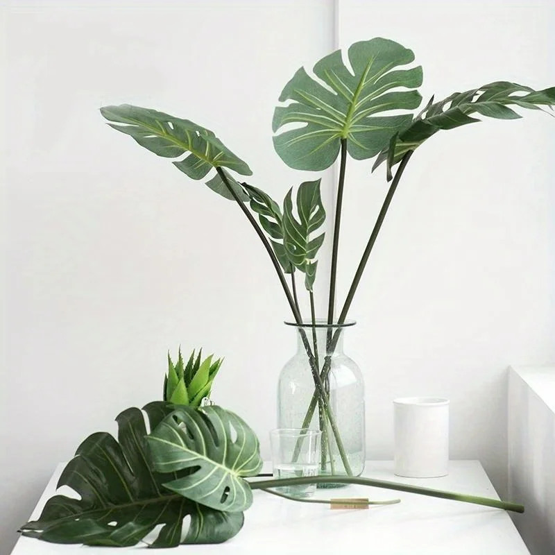 Planta Artificial 2026, Hojas de Palma Tropicales, Hoja de Monstera de Simulación para Decoración de Fiestas Temáticas Hawaianas, Hogar y Jardín, Planta Artificial