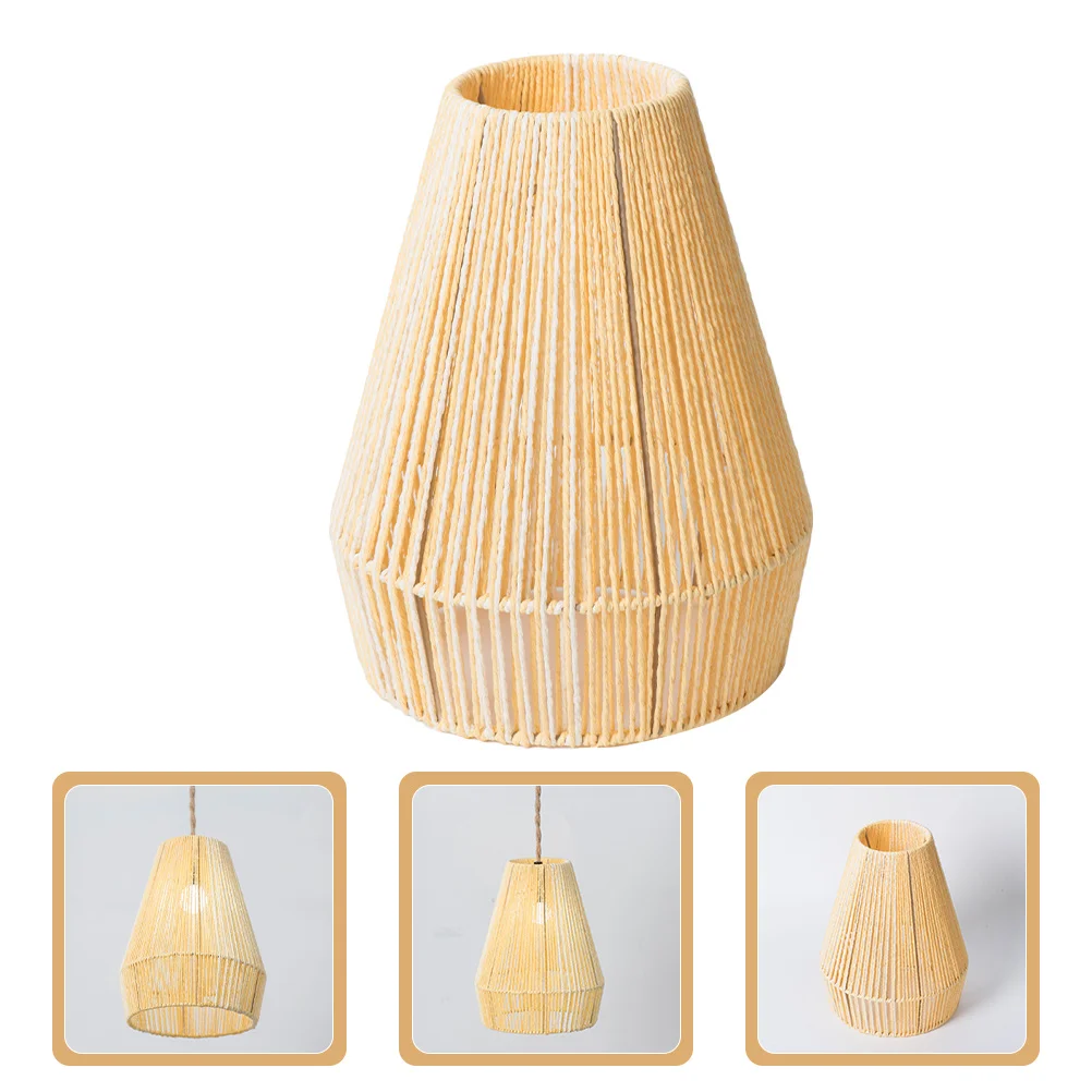 

Lamp Shade Cover Boho Lampshade Vintage Decor Drum Shades for Wicker Yellow Small