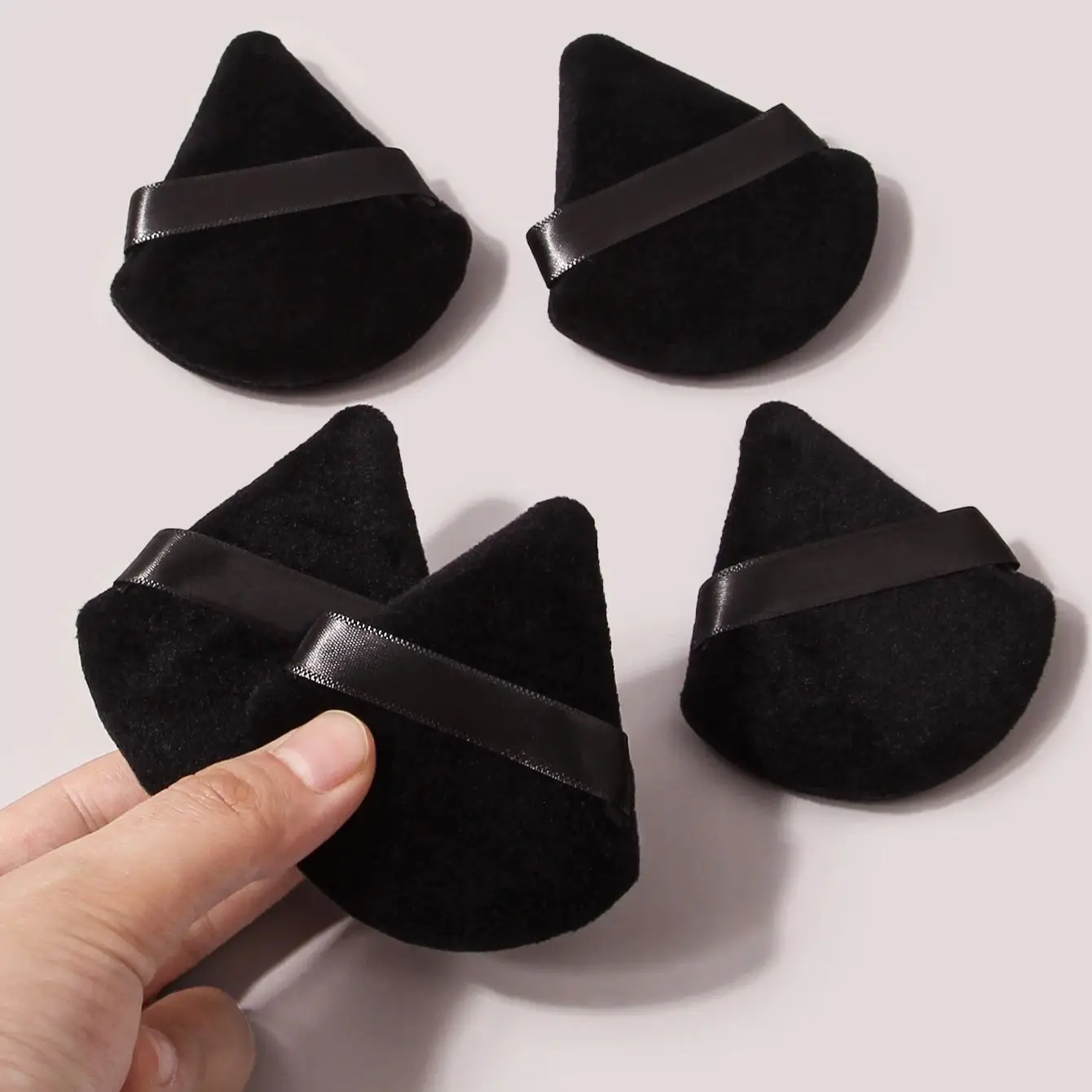 5Pcs Black Triangle Powder Puff For Loose Powder Liquid Cosmetic Soft Plush Powder Puff Makeup Foundation Puff Makeup Tool