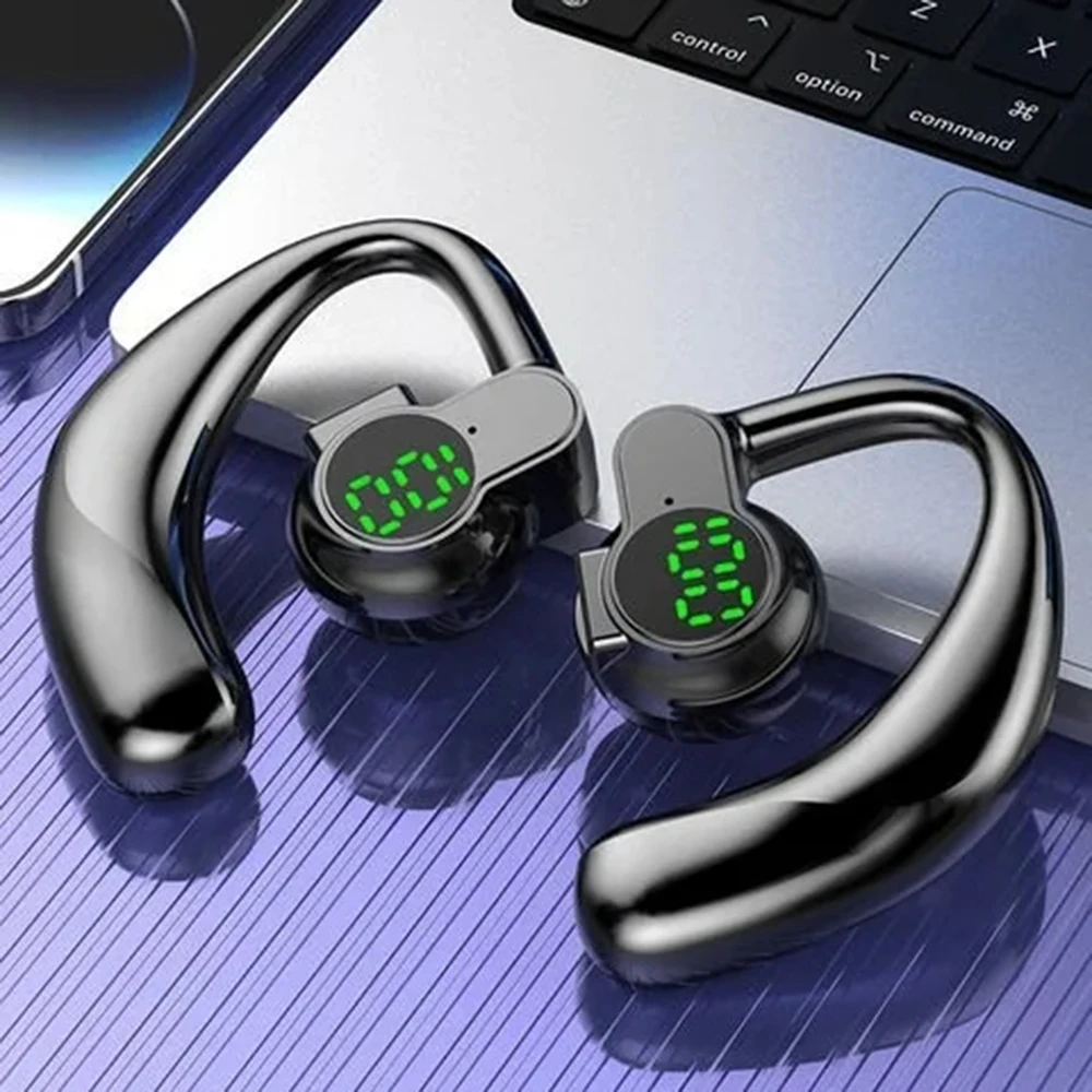 Wireless Bluetooth5.4 Headset Ear Hook Touch Control Dual Microphone Noise Reduction Single Headphone Music Earbud for Driving