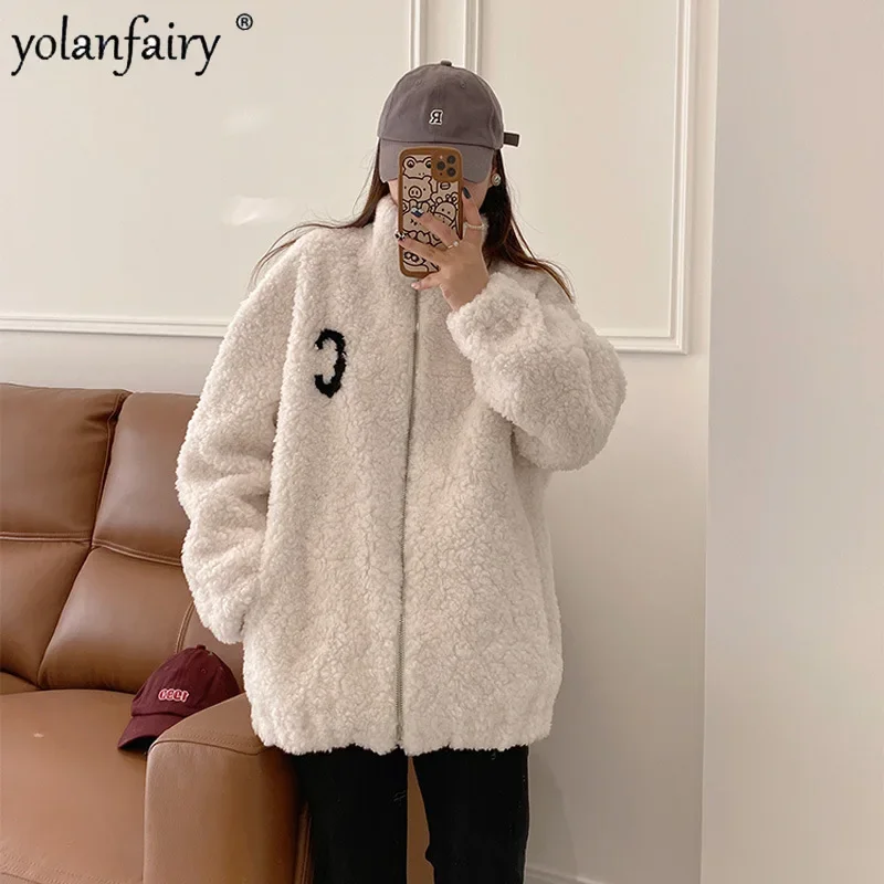 2023 New Winter Jackets for Women Real Fur Coat Women's Pure Wool Fur Jacket Female Medium Standing Collar Loose Sheep Shearing