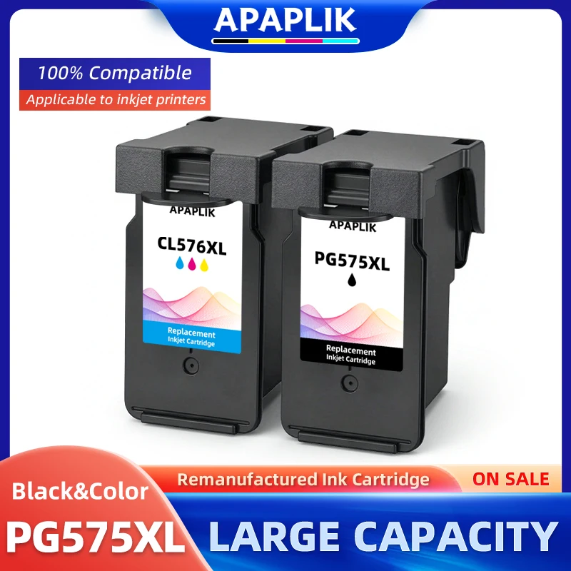APAPLIK 575 XL 576 XL PG575 CL576 Ink Cartridge Use For Canon PIXMA TS3550i TS3551i TR4750i TR4751i Inkjet Printer With Chip