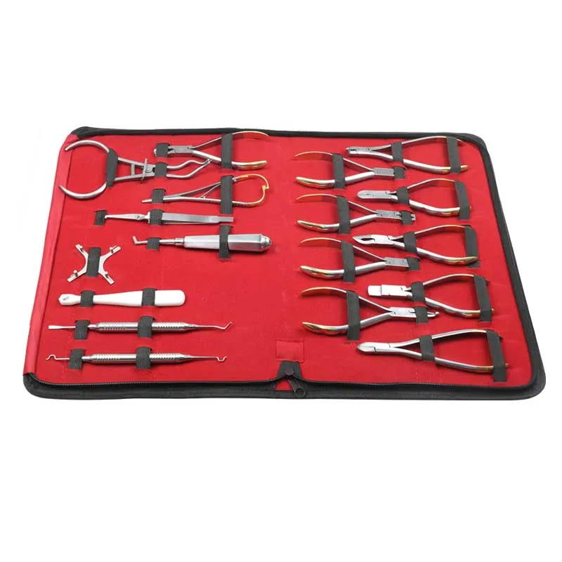 18 Pcs/set Stainless Steel Orthodontics Dental Tools Set Bird Beak Plier Dental Forceps Pliers Dental Instrument Autoclavable