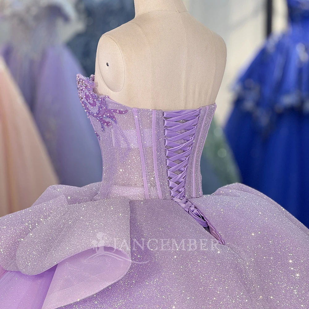 Classic Quinceanera Dress Strapless Rhinestones Court Train Ruffles Lace Up Back Vestidos De 15 Anos De Dos Piezas Customized